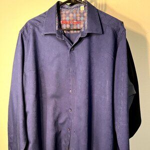 Robert Graham Classic Fit Royal Purple Cotton Long-Sleeve Button-Up SZ 2XL